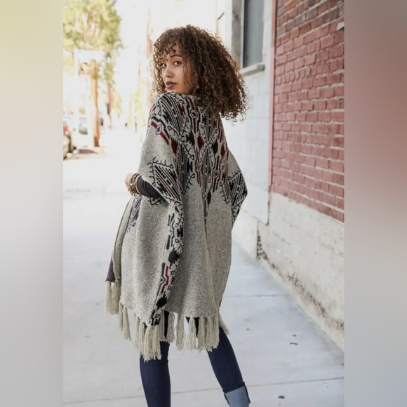 BOHO WESTERN ARGYLE KNIT OPEN FRONT CARDIGAN-OS - Picture 4 of 6